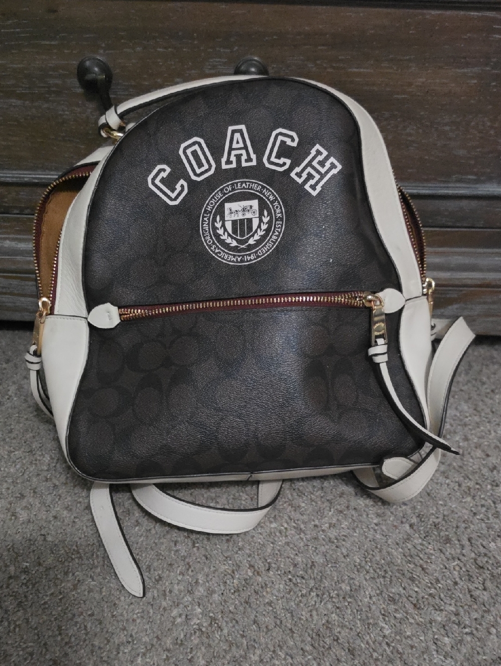 Coach Black and White Signature Mini Backpack